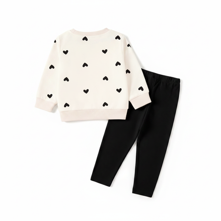 Heart Sweatshirt & Leggings Flat Lay