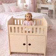 Clara Wooden Doll Crib with Storage & 4 Hangers