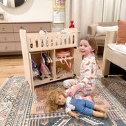 Clara Wooden Doll Crib with Storage & 4 Hangers