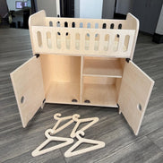 Clara Wooden Doll Crib with Storage & 4 Hangers