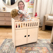 Clara Wooden Doll Crib with Storage & 4 Hangers
