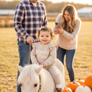 Mom Photographing Baby on Pony - Mama's Mini Outfit