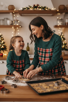 Mommy & Me Forest Plaid – Christmas Cookie Baking Lifestyle