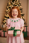 Pink Christmas Tree Smocked Dress – Clean Forward Gift No Folds