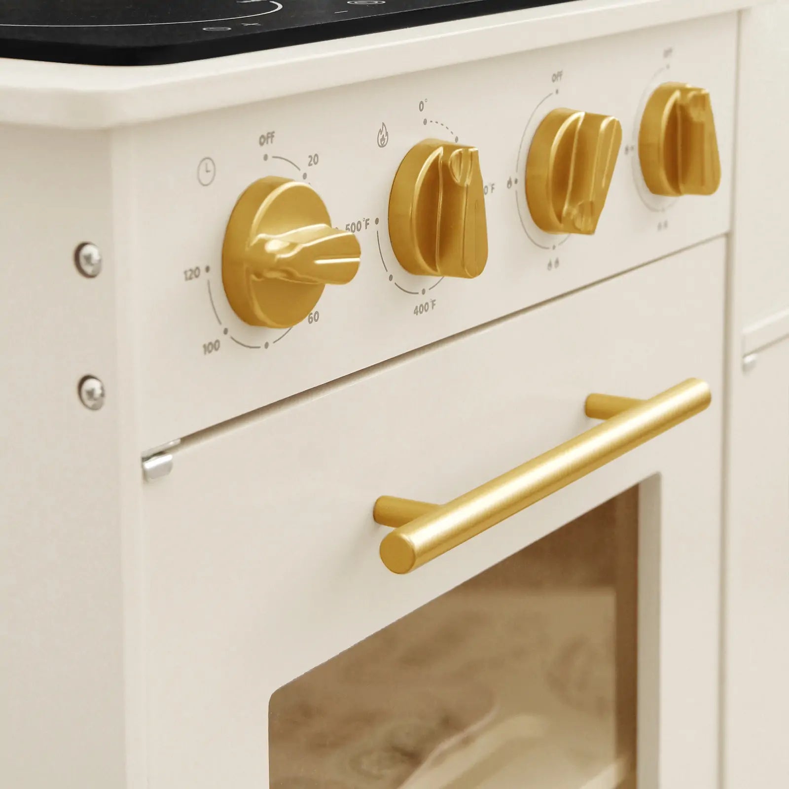 Tiny Land® Wooden Play Kitchen — Cream Pretend Cooking Playset for Toddlers & Kids | Little Janey