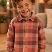 Standalone rust plaid shirt product image