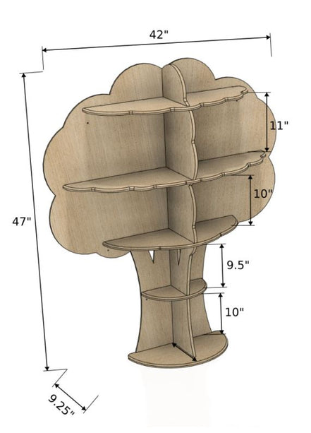 Kids Tree Bookshelf — Wooden Wall Toy Shelf for Children's Rooms | Little Janey