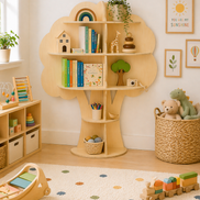 Kids Tree Bookshelf — Wooden Wall Toy Shelf for Children's Rooms | Little Janey