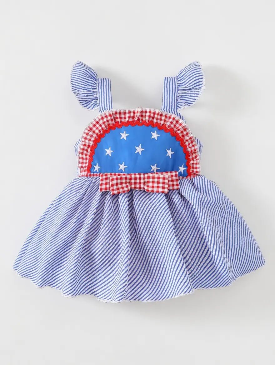 Children's Patriotic Star - Spangled Ruffle Dress - Little Janey Shop